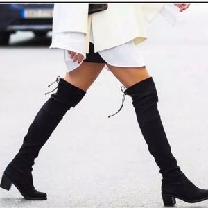 Elevated Black Suede Thigh-High Boots
